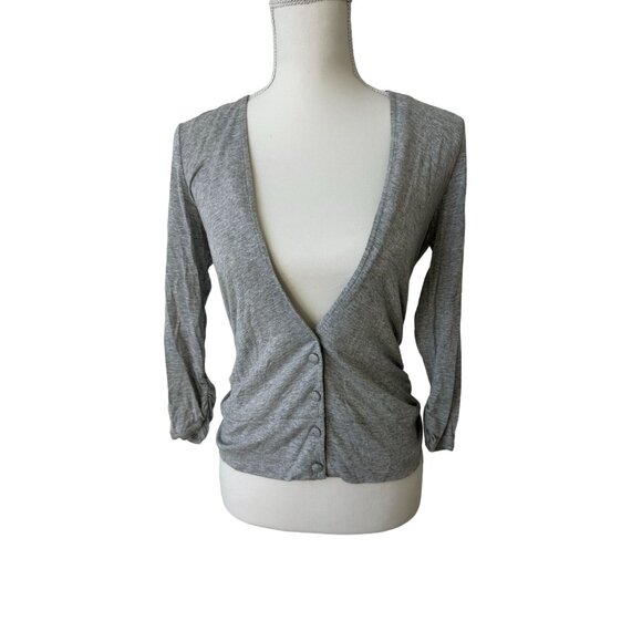 WHITE HOUSE BLACK MARKET WHBM Gray Lightweight Button Down Size S - Picture 1 of 4